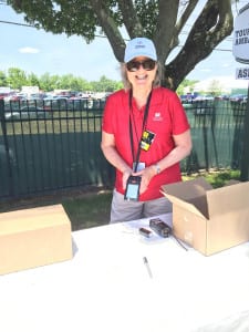 EM Editor Sandra O'Loughlin scored a red shirt for fulfilling duties scanning guest badges. Hey, that was hard work.