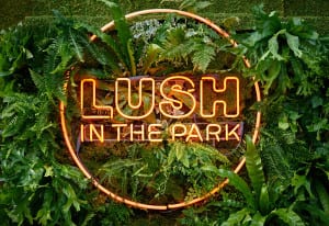 Lush in the Park sign