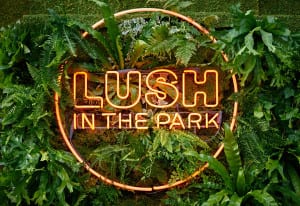 Lush in the Park sign