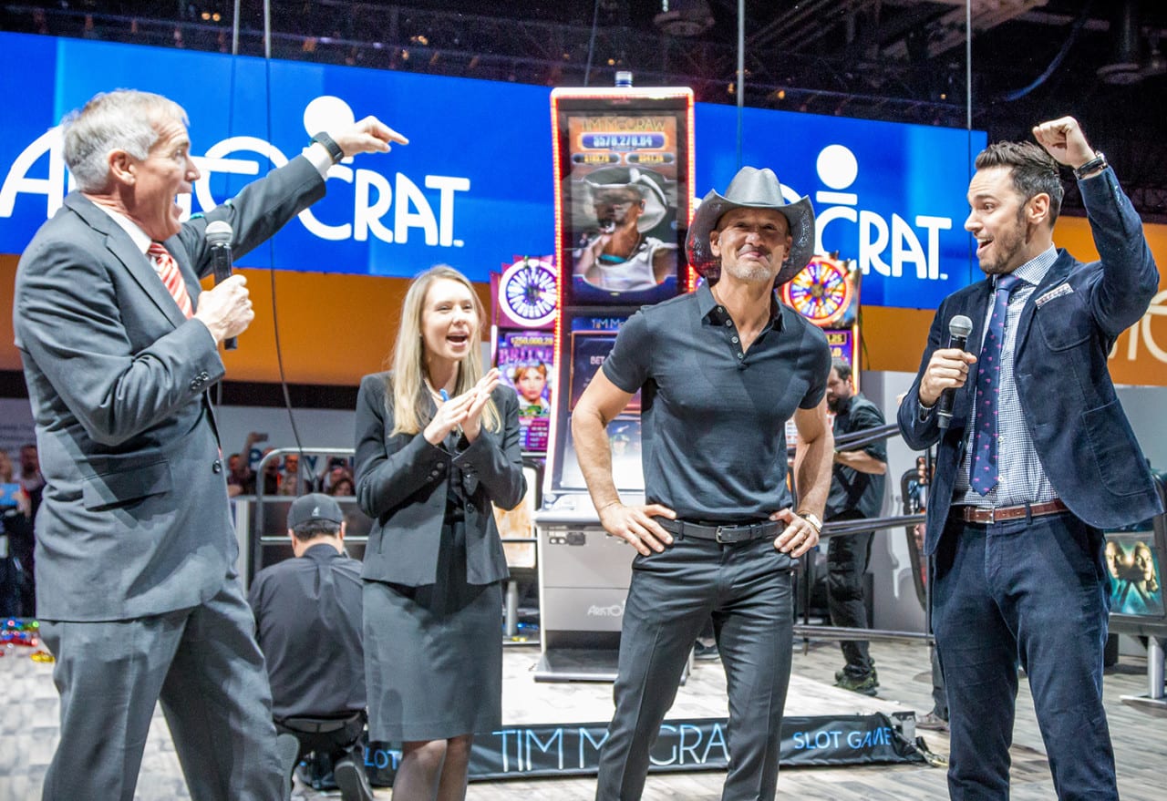 Aristocrat Teams up with Tim McGraw for a Game-Changing B-to-B Stunt at G2E