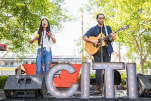 Us The Duo performing at Los Angeles Taste Of The Nation.