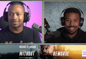 Amazon film launch 2021_Twitch_WatchToweR and Michael B. Jordan laugh on screen