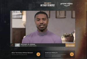 Amazon Without Remorse 2021_Virtual Premiere_Michael B. Jordan on a screen