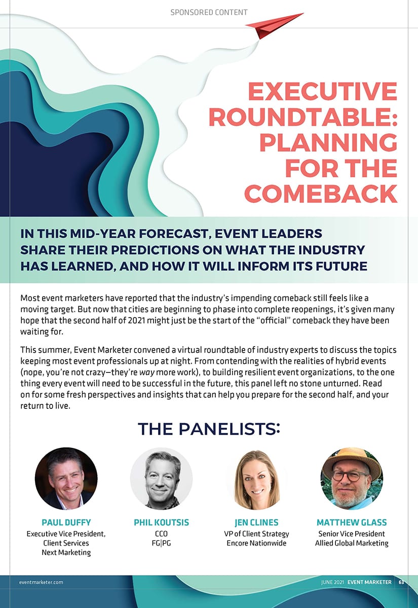 Executive Roundtable Planning for the Comeback Event Marketer