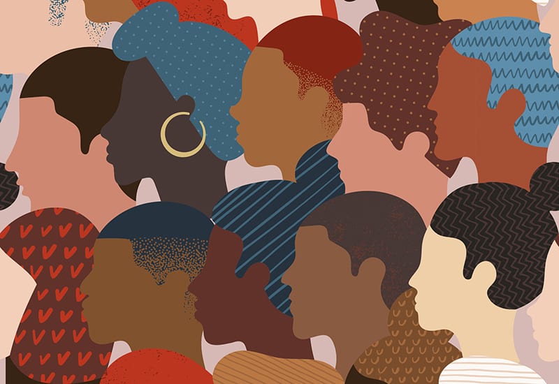 stock diversity crowd of illustrated people, diverse races