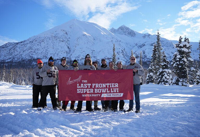 Smirnoff_Super Bowl LVI_Miners Outside with Banner