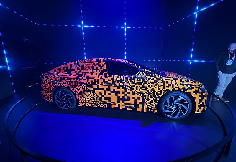 Volkswagen_CES2023_ID.7 vehicle with QR codes