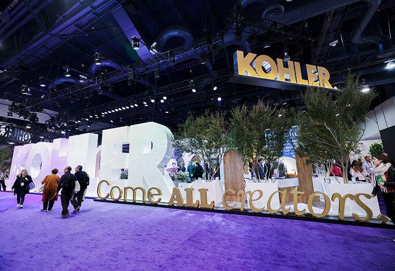 Wide angle view of Kohler's booth at KBIS