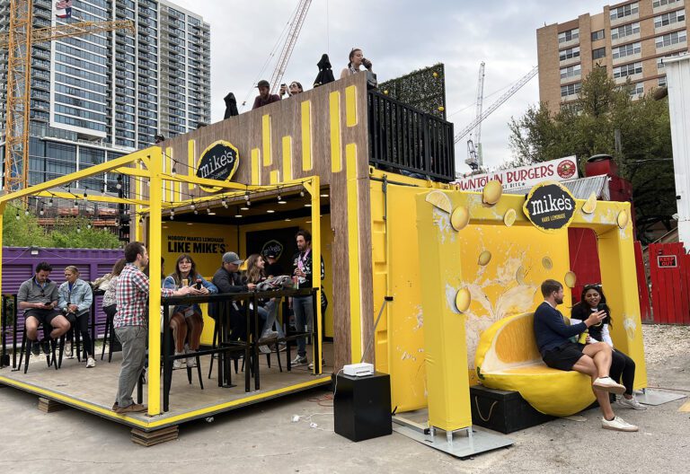 Mikes Hard Lemonade_SXSW 2023_yellow branded pop-up space
