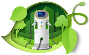 stock_ EVs _electric vehicle charging station_sustainability