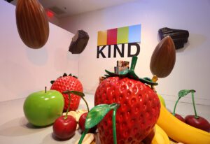 KIND_Quitters Day pop-up 2024_Lana Condor_fruit installation