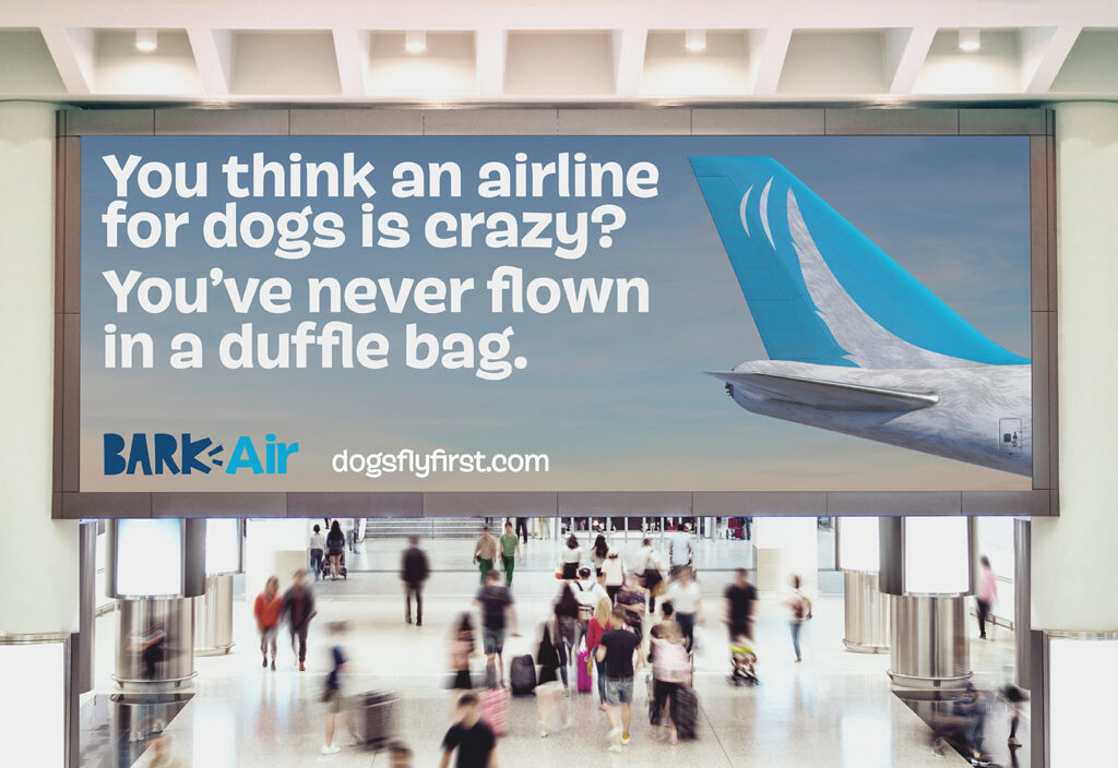 BARK Air airport ad 2024