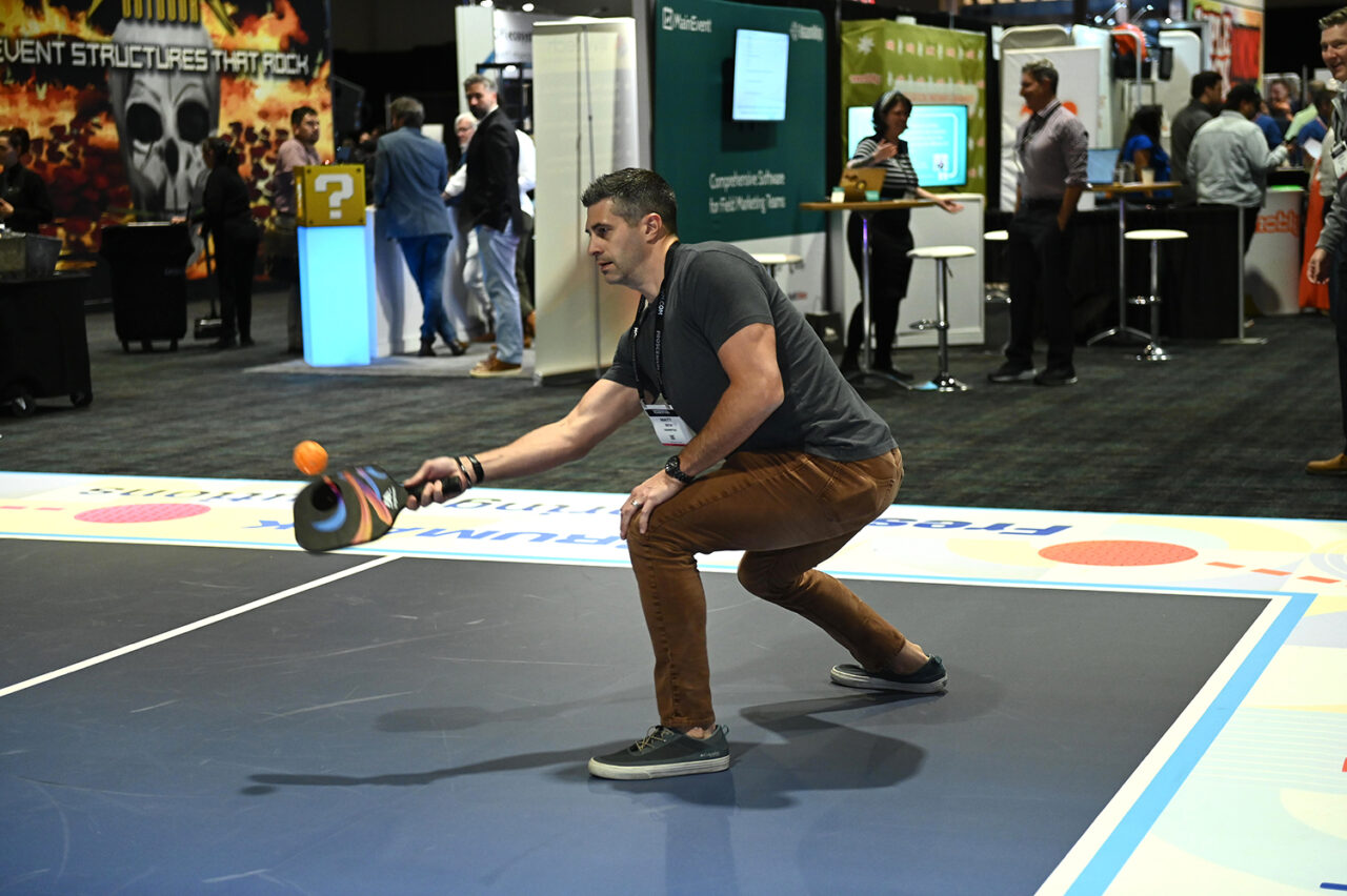 pickleball court on EMS show floor