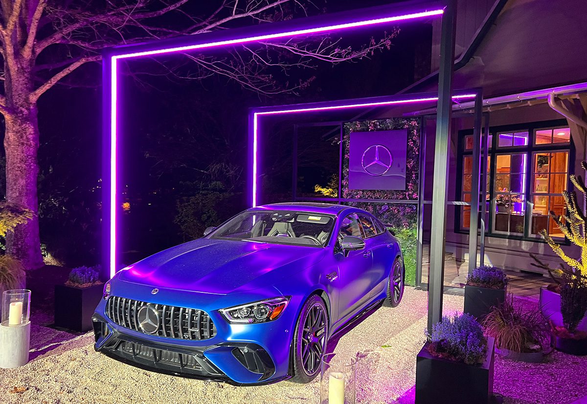 Mercedes-Benz Masters Experience nighttime car display