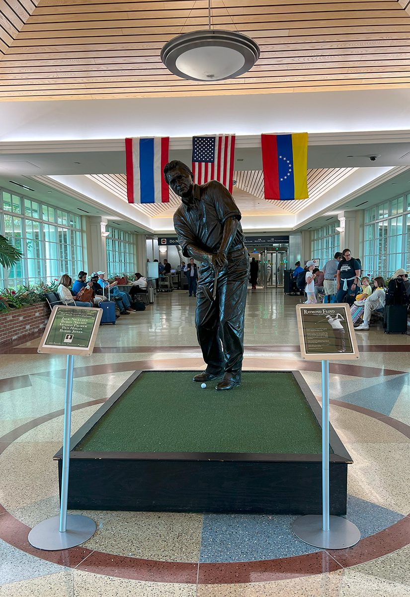 Golf player statue at Augusta Regional Airport