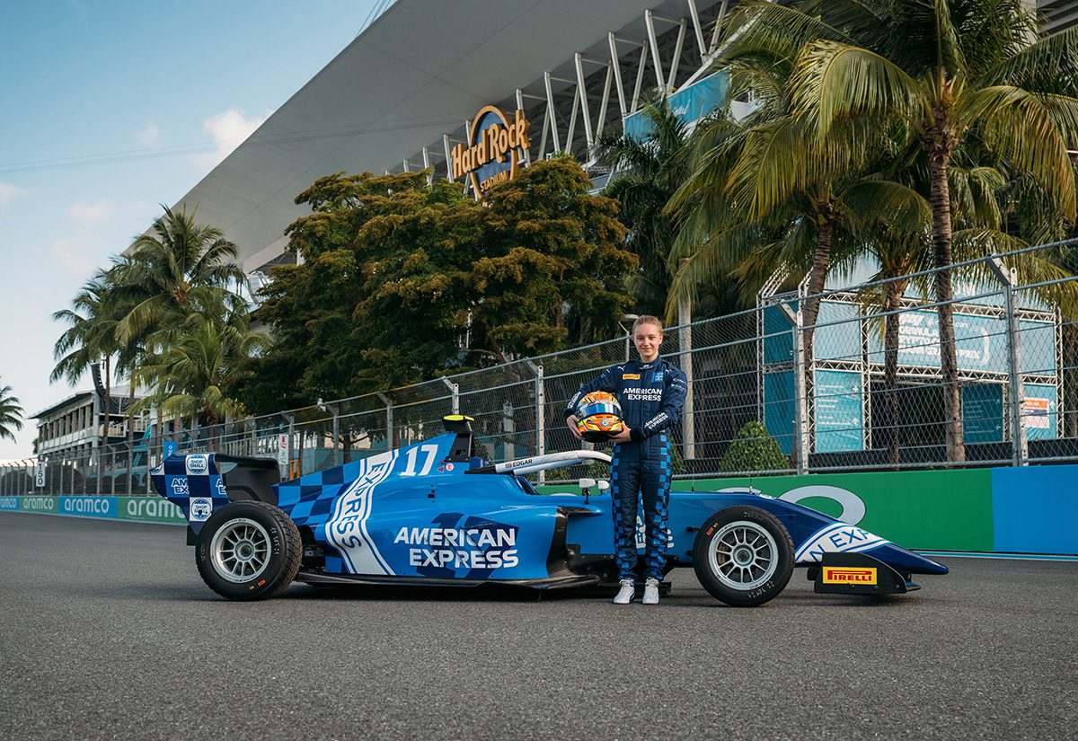 American Express livery for F1 Academy driver Jessica Edgar