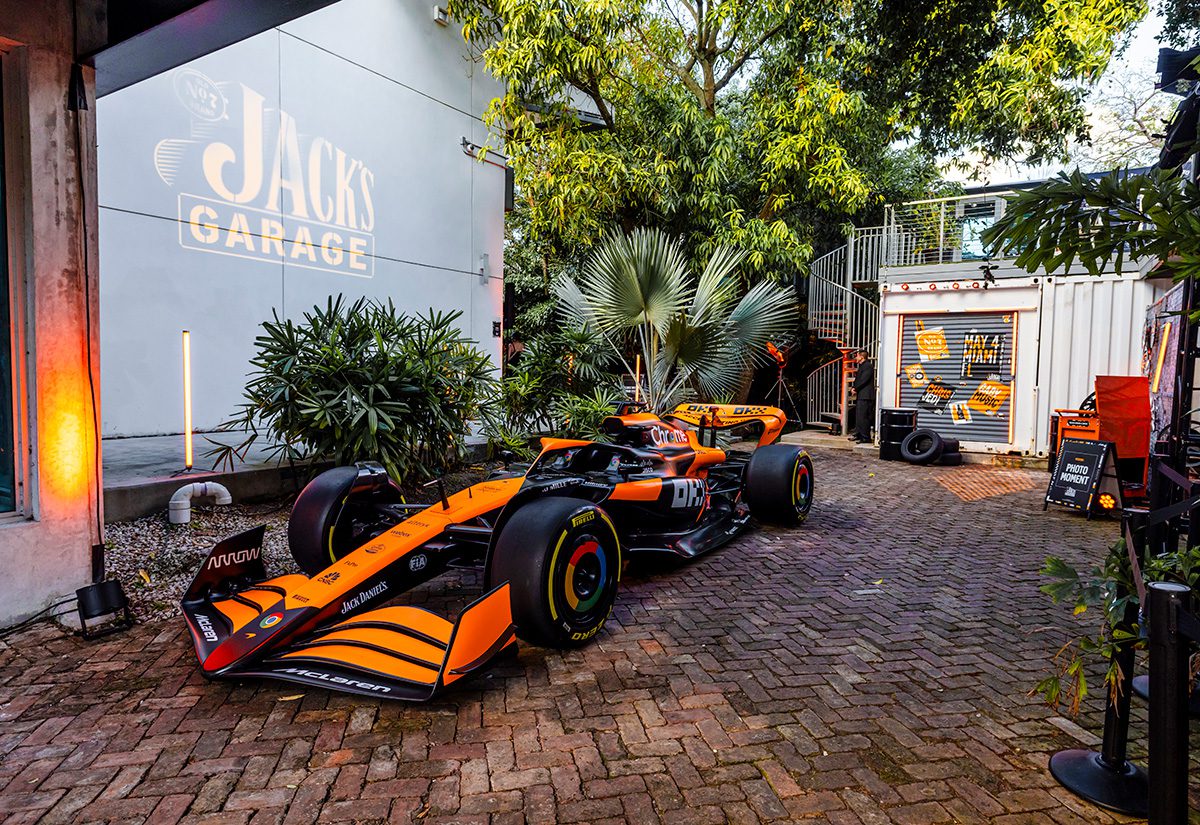 McLaren car at Jack's Garage for F1 Miami Grand Prix