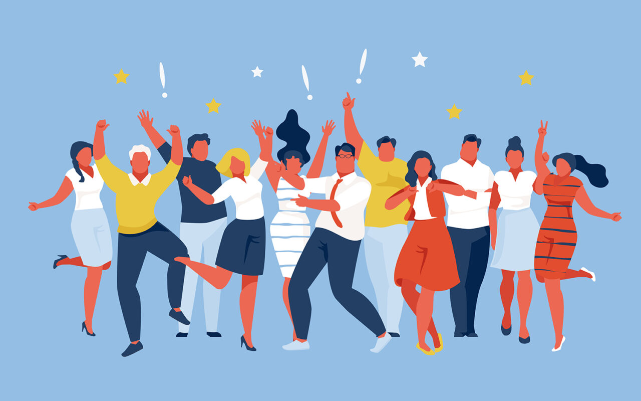 stock holiday party_Group of office people at a corporate party. Vector illustration