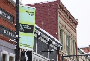 Festival lightpost banner on Main Street. sundance 2024