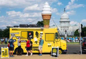 Oatly Dairy Deprogramming Zone ice cream truck in front of the Capitol Building