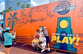 Tourney Town photo op with UConn mascot