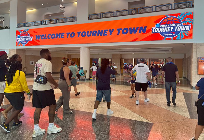 Women's Final Four Tourney Town entrance