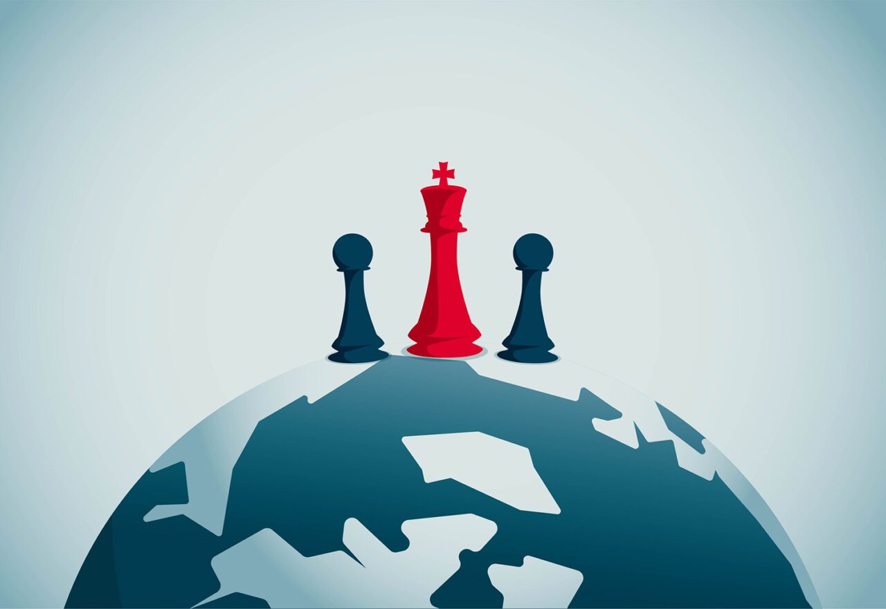 stock chess pieces on earth