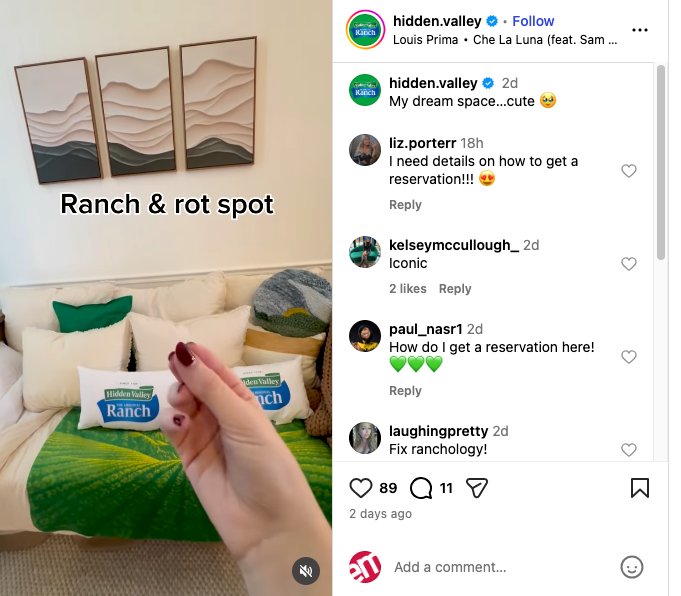 Screenshot hidden valley ranch tiny apartment 2025 IG
