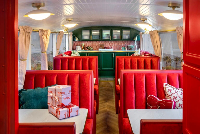 experiential double-decker buses tjmaxx express holiday 2025