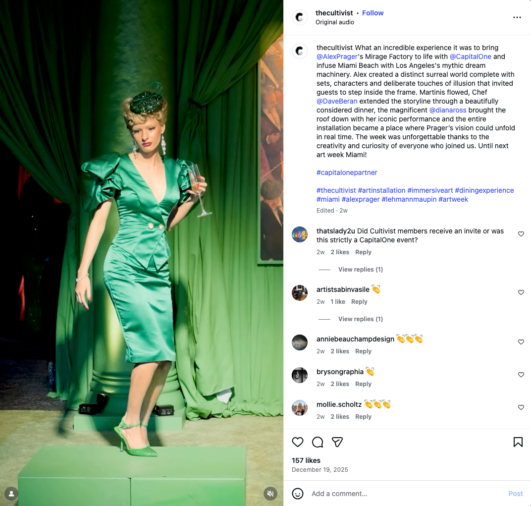 capital one cultivist miami art week 2025 mirage