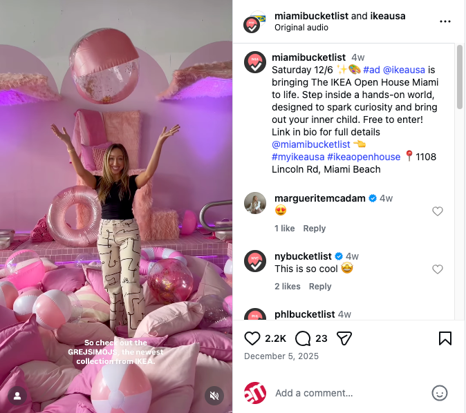 ikea miami art week 2025_ig screenshot