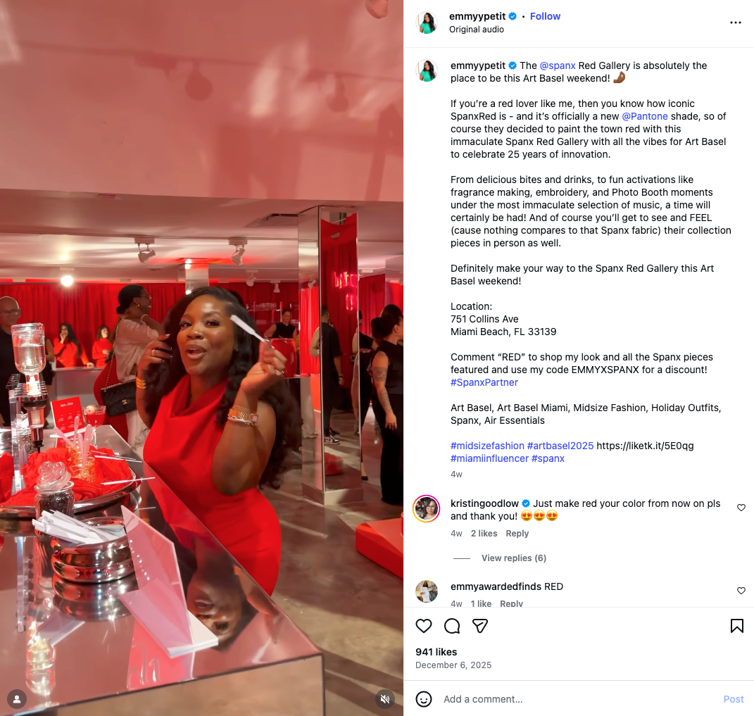 spanx pantone red gallery art week 2025 screenshot