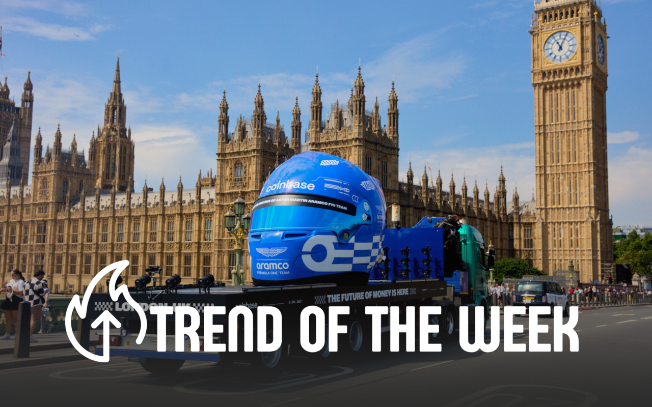 Experiential Marketing Trend of the Week: Rolling Stunts -F1 coinbase helmet