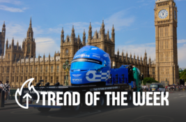 Experiential Marketing Trend of the Week: Rolling Stunts -F1 coinbase helmet