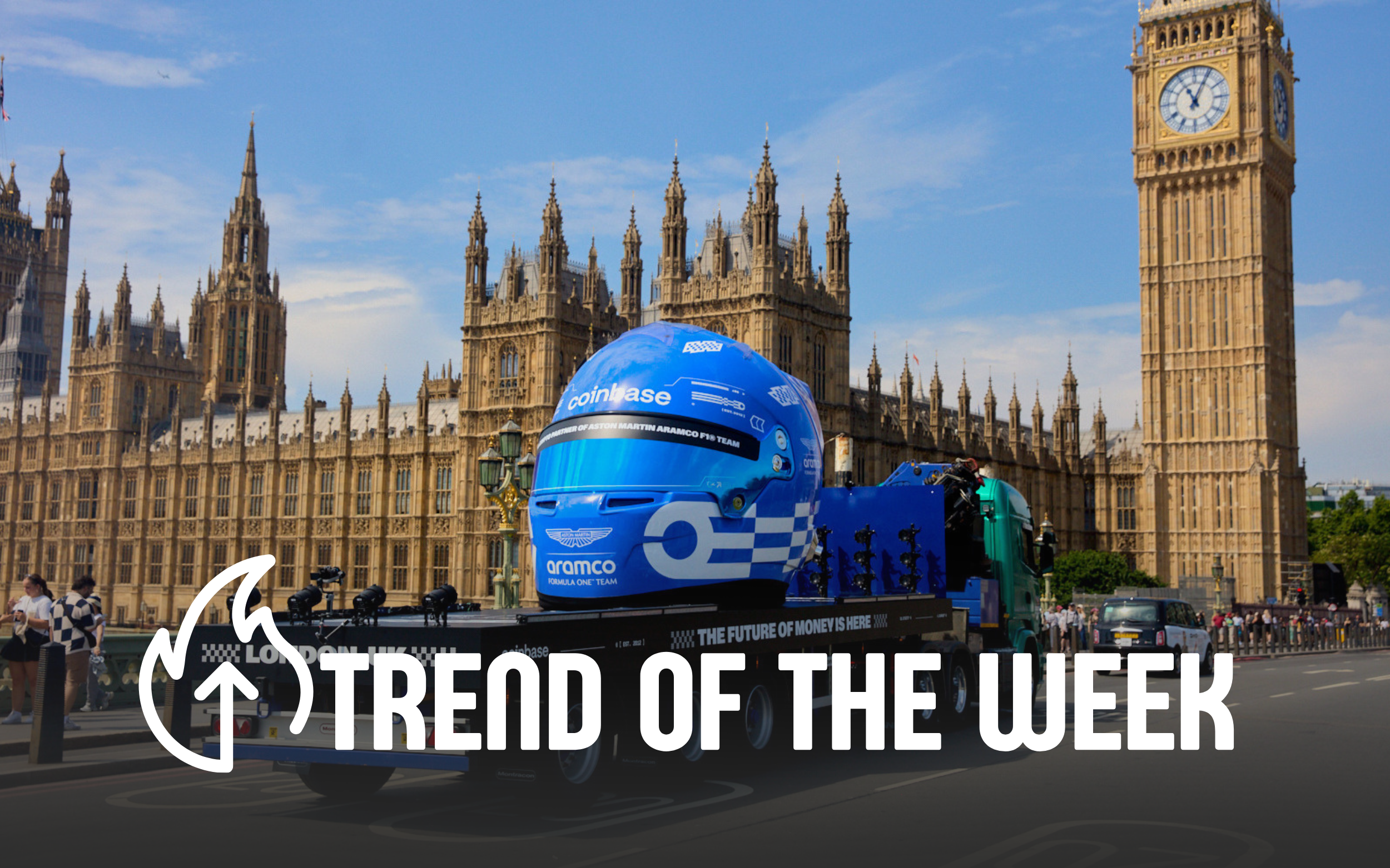 Experiential Marketing Trend of the Week: Rolling Stunts -F1 coinbase helmet