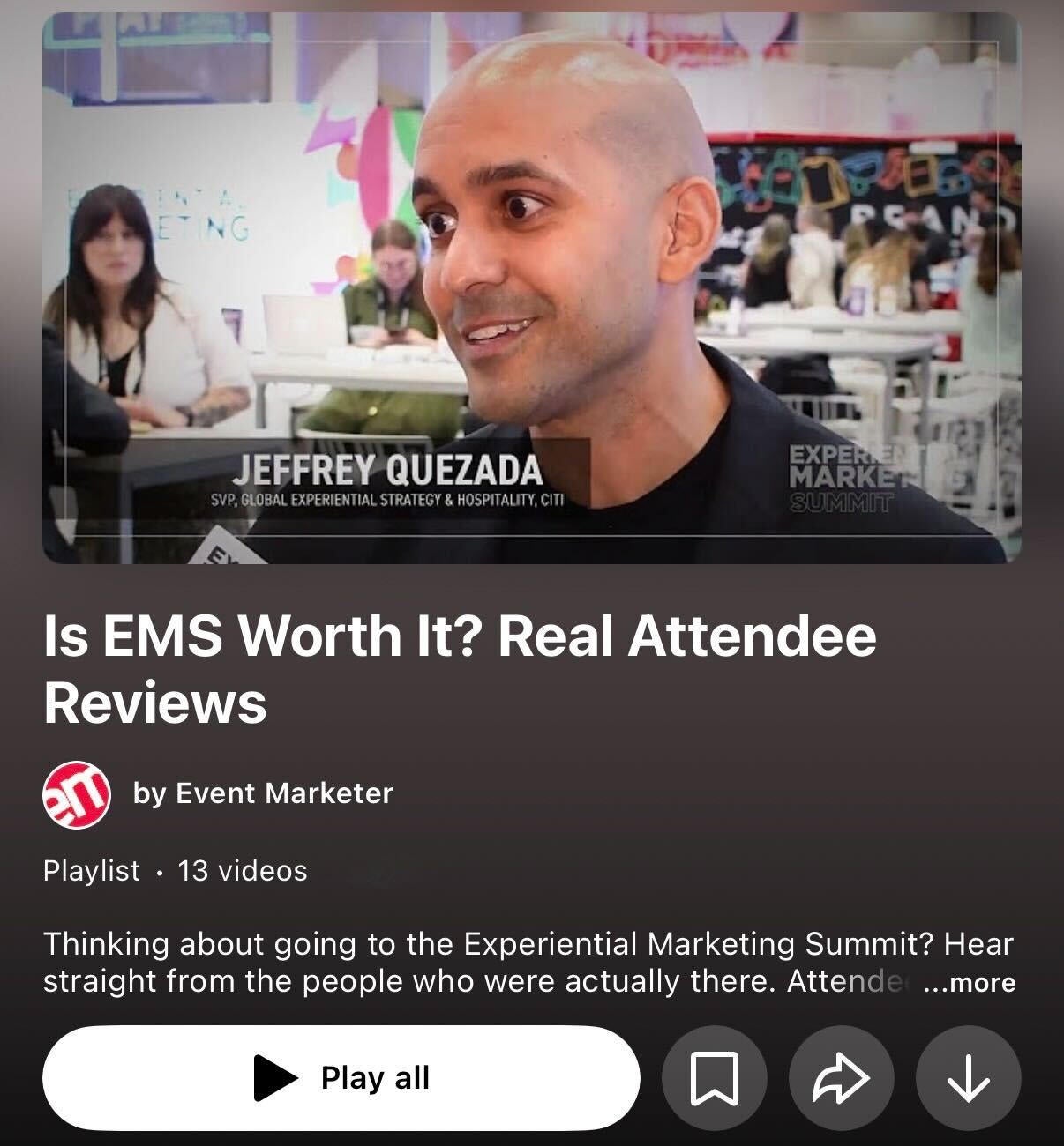 Watch Event Marketer YouTube playlist